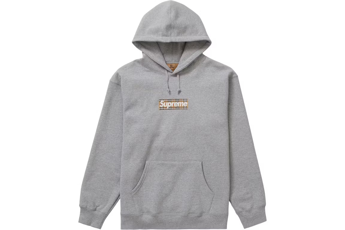 Supreme Box Logo Hoodie x Burberry Grey