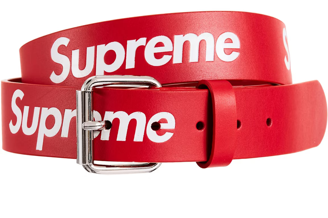 Supreme Leather Belt Repeat Red