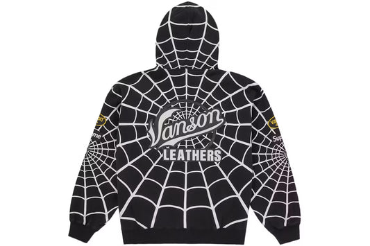 Supreme Vanson Leathers Spider-Man Hoodie Black
