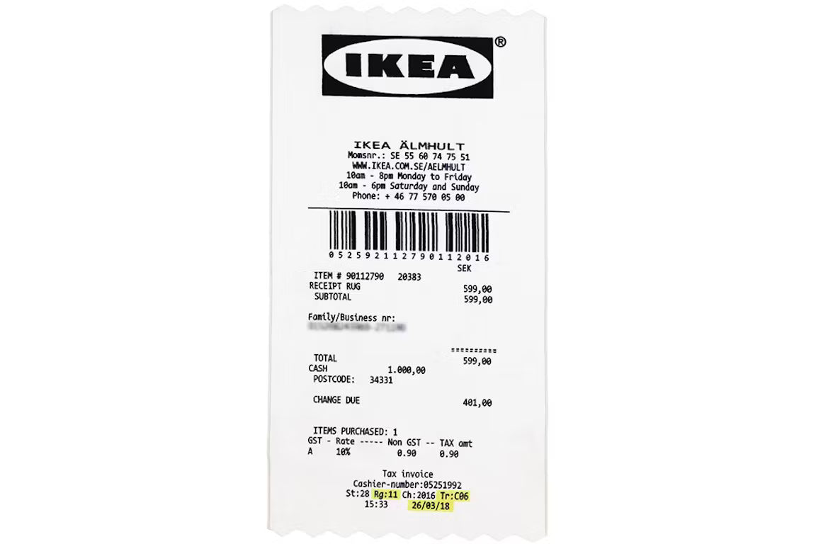 Ikea x Virgil Abloh ‘Receipt’ Rug 201x89cm