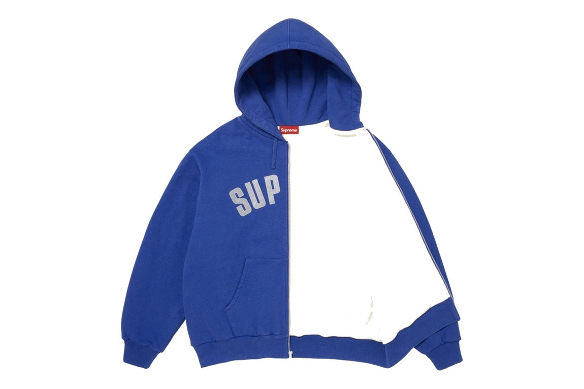 Supreme Arc Thermal Lined Zip Up Hooded Sweatshirt Blue