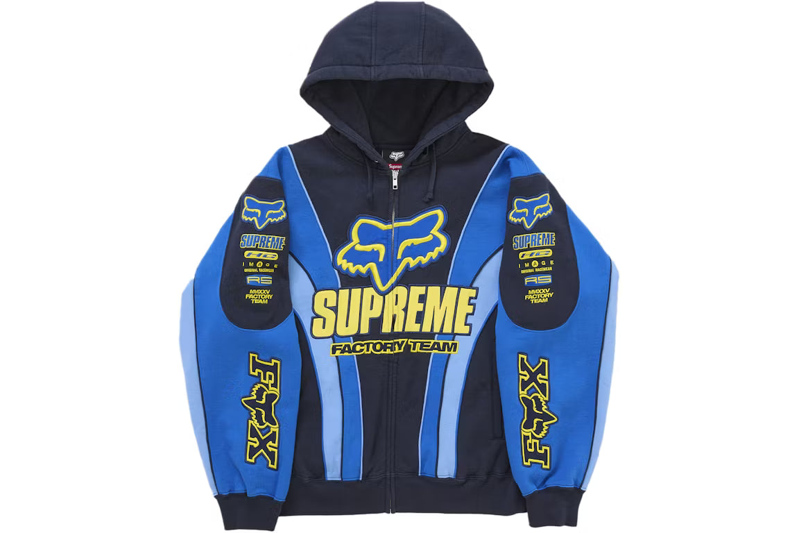 Supreme Hoodie Fox Racing Blue