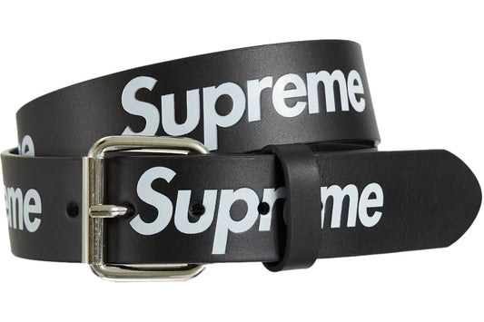 Supreme Leather Belt Repeat Black