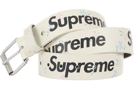Supreme Leather Belt Repeat White