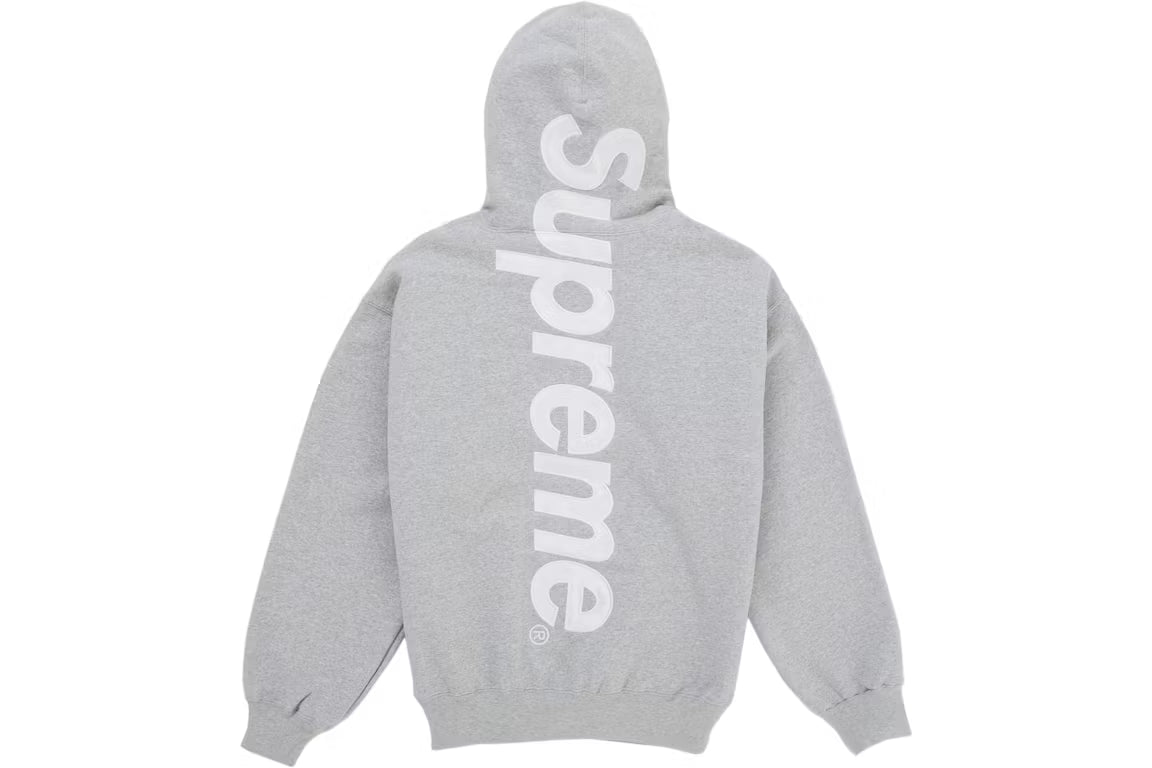 Supreme Satin Applique Hoodie (2026) Grey