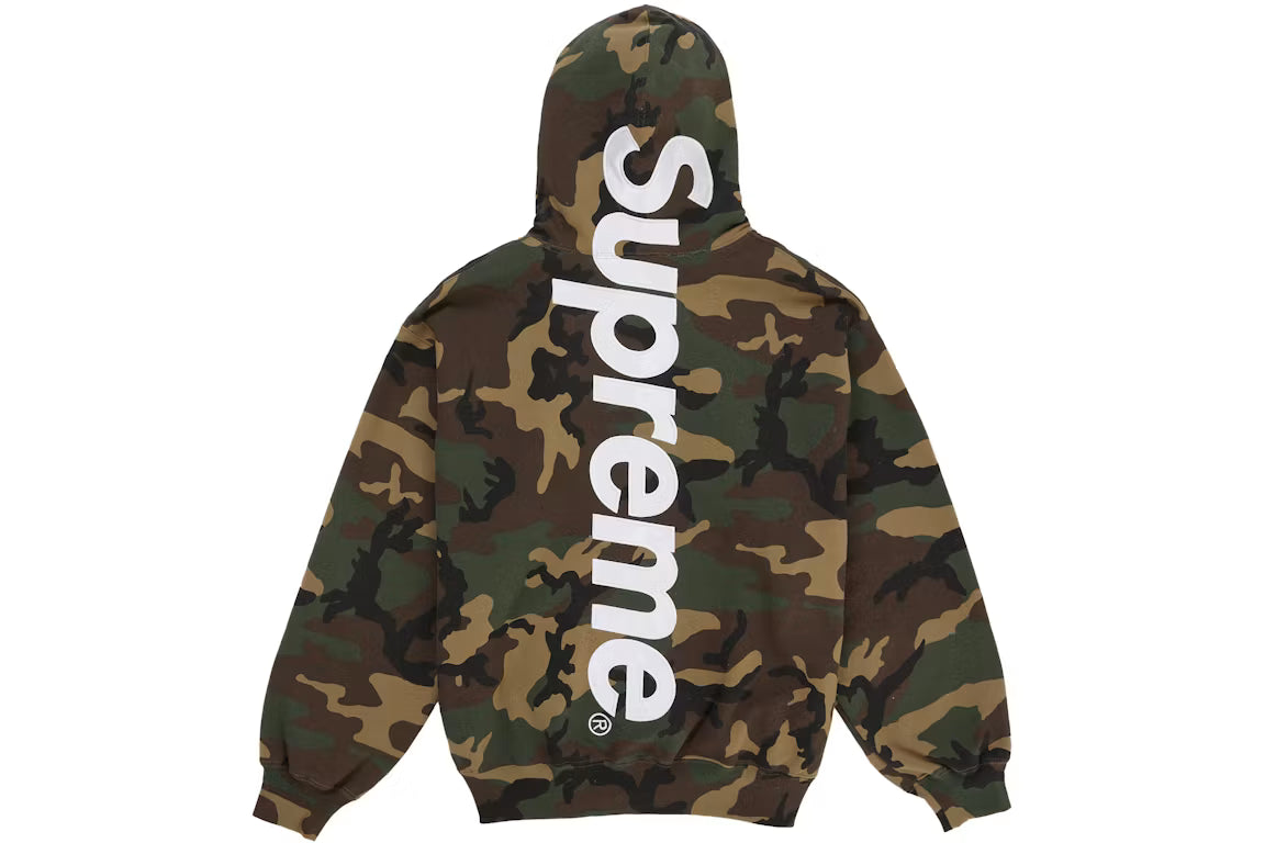 Supreme Satin Applique Hoodie (2026) Woodland Camo