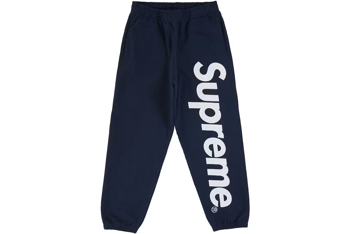 Supreme Satin Applique Sweatpants (2026) Navy