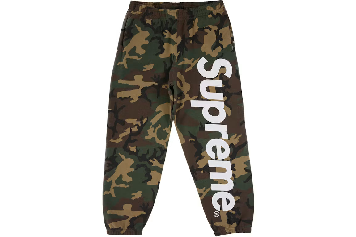 Supreme Satin Applique Sweatpants (2026) Woodland Camo
