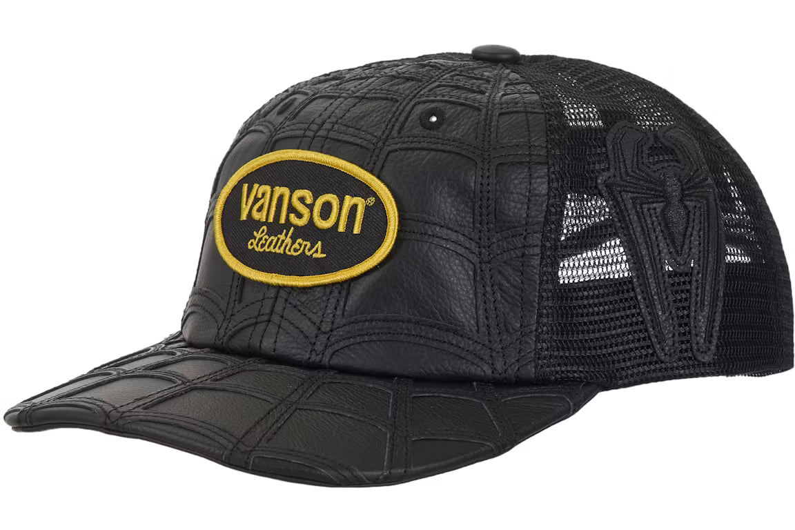 Supreme Vanson Leathers Spider-Man Cap Black