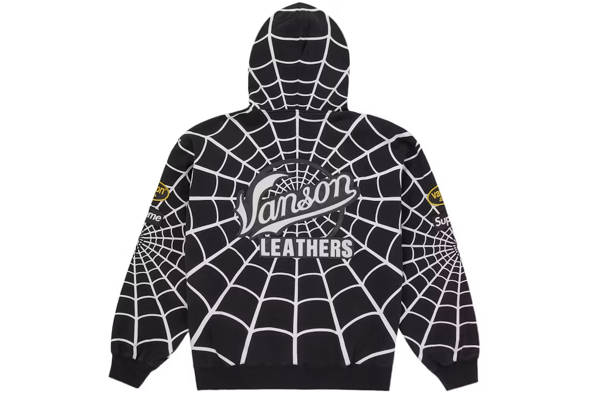 Supreme Vanson Leathers Spider-Man Hoodie Black