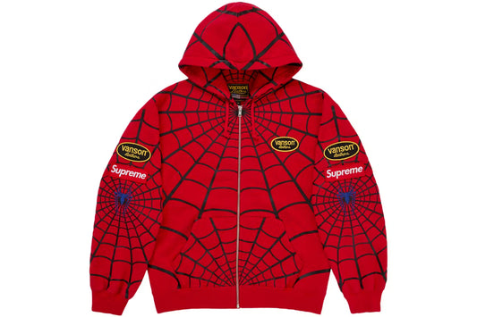 Supreme Vanson Leathers Spider-Man Hoodie Red