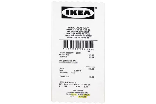 Ikea x Virgil Abloh ‘Receipt’ Rug 201x89cm